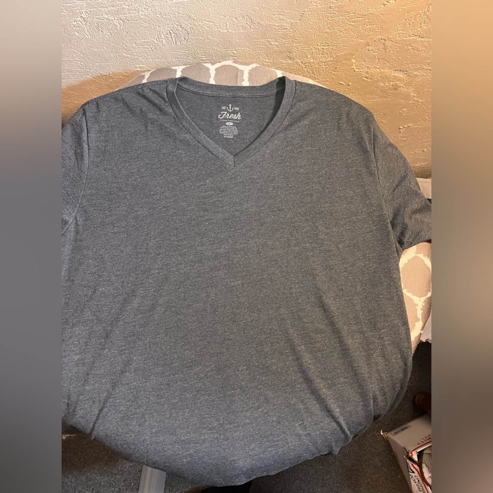 FRESH Clean Tees Men's Gray V-Neck Short Sleeve sz LG business casual activewear